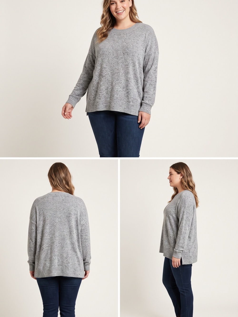 Lucky Brand Heather Gray Crewneck Sweater